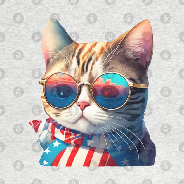 Cool American Patriotic Cat by Pixelate Cat